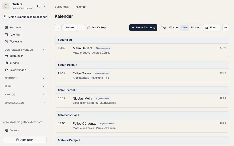 Kalender und Online-Buchungen