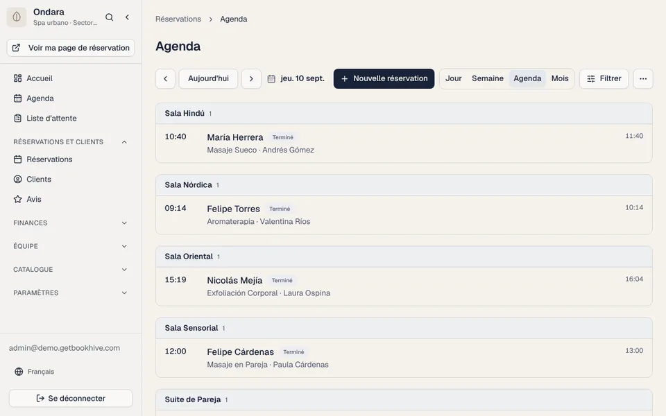 Agenda et réservations en ligne